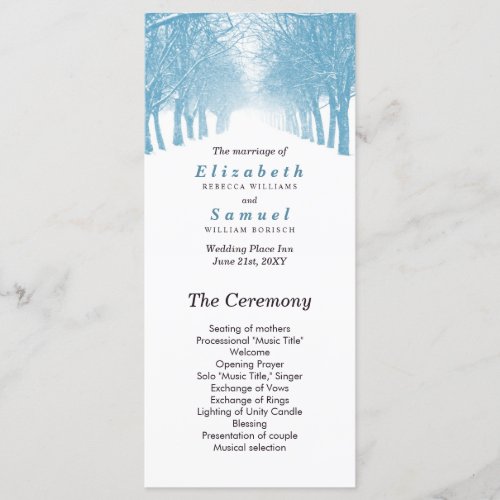 Wedding Program Winter Trees Avenue Path