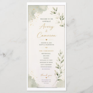Wedding Program with Clouds and Leaves