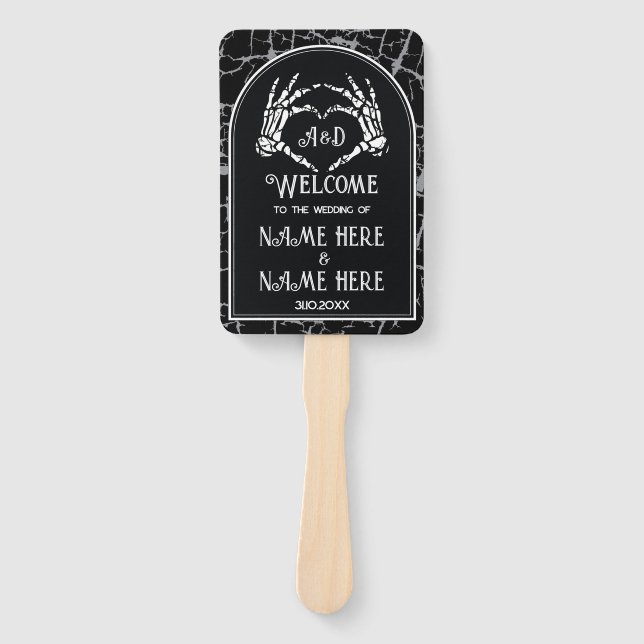 Wedding Programme Hand Fan Halloween Skeleton Hand (Front)