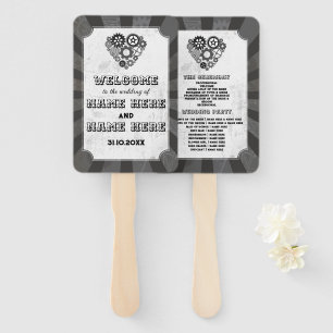 Wedding Programme Hand Fan Steampunk Wedding Heart