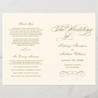 Wedding Programs | Antique Gold Calligraphy Design