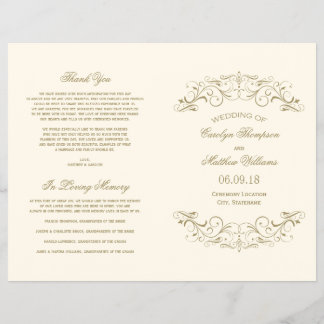 Wedding Programs | Antique Gold Flourish