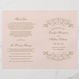 Wedding Programs | Antique Gold Flourish