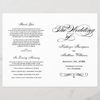 Wedding Programs | Black and White Calligraphy