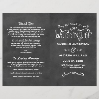 Chalkboard Wedding Programs Zazzle Com