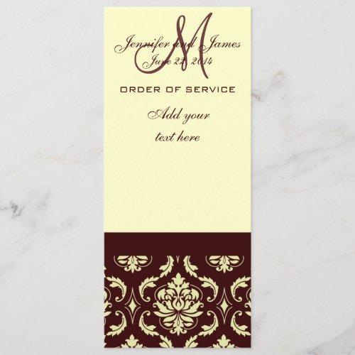 Wedding Programs Brown Cream Damask