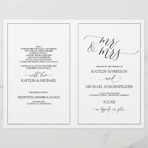 Wedding Programs Elegant Skinny Calligraphy Black