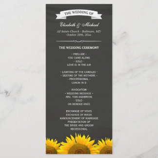 Wedding Programs Elegant Sunflowers Chalkboard