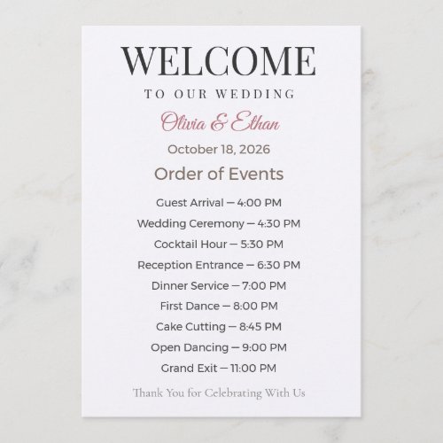 Wedding Programs Flat Ceremony Elegant Keepsake