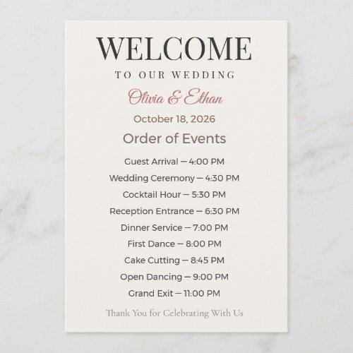Wedding Programs Flat Ceremony Elegant Keepsake