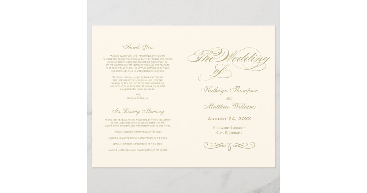 Wedding Programs | Gold Calligraphy Design | Zazzle.com