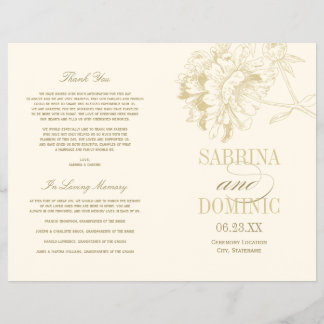 Wedding Programs | Gold Peony Floral