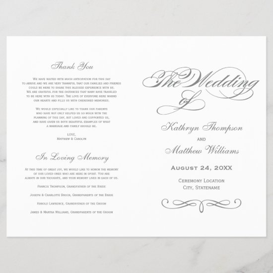 Wedding Programs | Gray Calligraphy Design