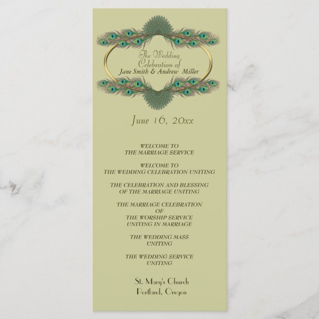 Wedding Programs - Green & Gold (Front)