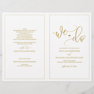 Wedding Programs Modern Bounce Calligraphy Gold