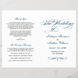 Wedding Programs | Navy Blue Calligraphy