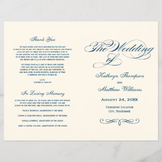 Wedding Programs | Navy Blue Calligraphy Design