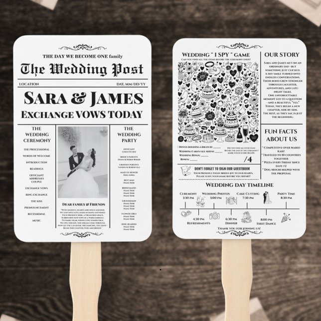 Wedding programs Newspaper with Timeline, Wedding Hand Fan (Creator Uploaded)