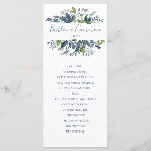 Wedding Programs _ Painted Greenery Dusty Blue