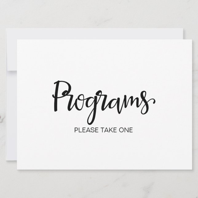 Wedding Programs Please Take One Sign (Front)