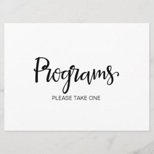 Wedding Programs Please Take One Sign