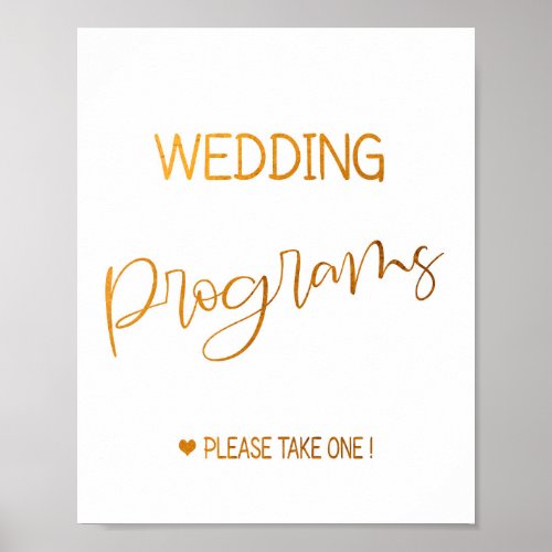 Wedding programs sign 8x10 poster