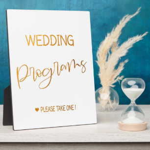 Wedding programs  sign Gold Tabletop Plaque 
