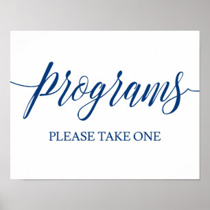 Wedding Programs Sign in Navy Blue Calligraphy