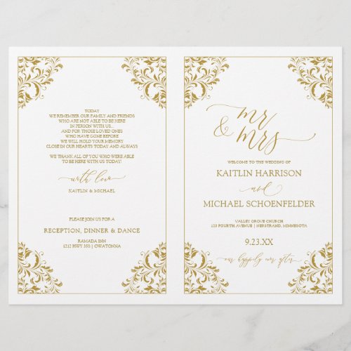 Wedding Programs Vintage Elegant Calligraphy_Gold