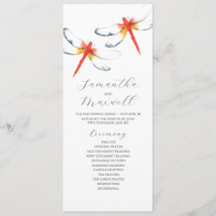 Wedding Programs Watercolor Red Dragonfly