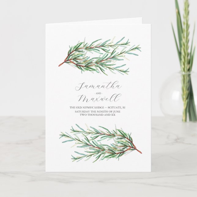 Wedding Programs Watercolor Rosemary Folded (Front)