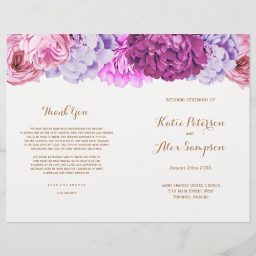 Wedding Programs with Pretty Watercolour Flowers