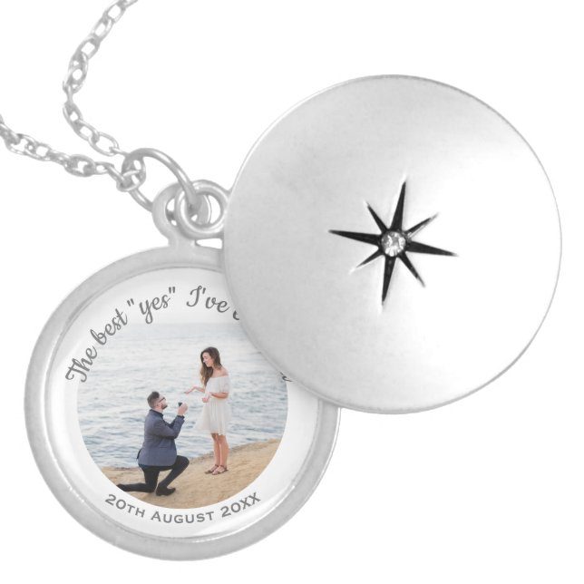 Wedding Proposal Engagement Photo Keepsake Locket Necklace (Front)