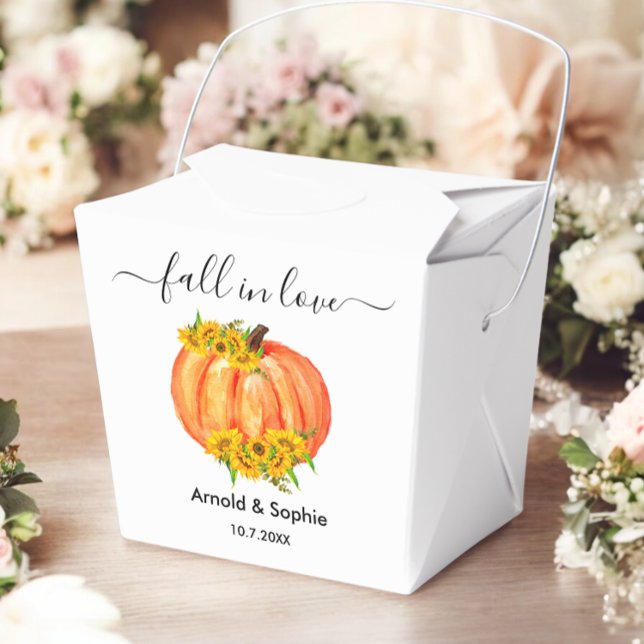 Wedding Pumpkin Orange White Floral Fall Favor Boxes (Creator Uploaded)