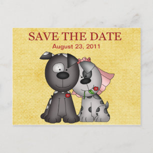 Wedding Puppies Save the Date Postcard