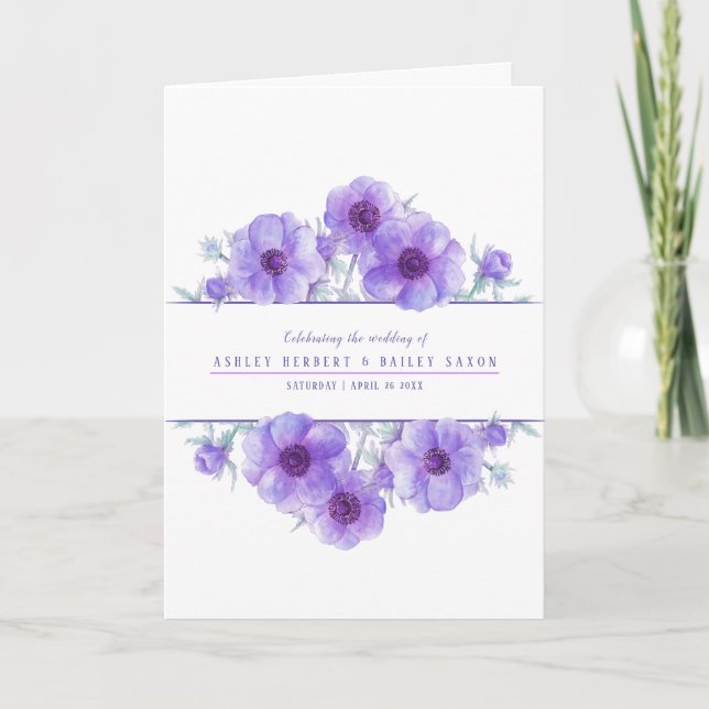 Wedding purple anemone flowers watercolor art program (Front)