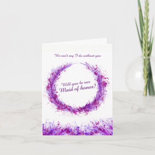 Wedding purple art will you be our maid of honor invitation