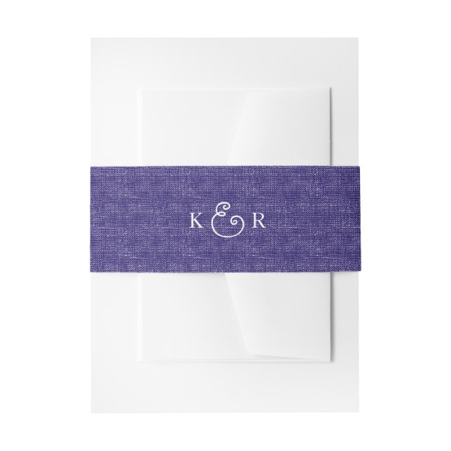 Wedding purple blue canvas and initials belly band (Front Example)