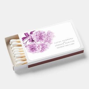 Wedding purple cherry blossom watercolor custom matchboxes