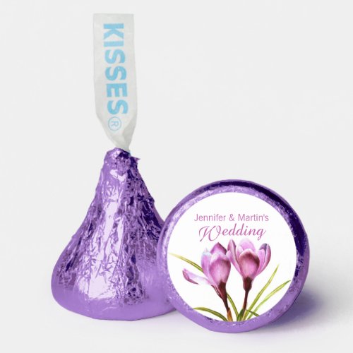 Wedding purple crocus watercolor art name hersheys kisses