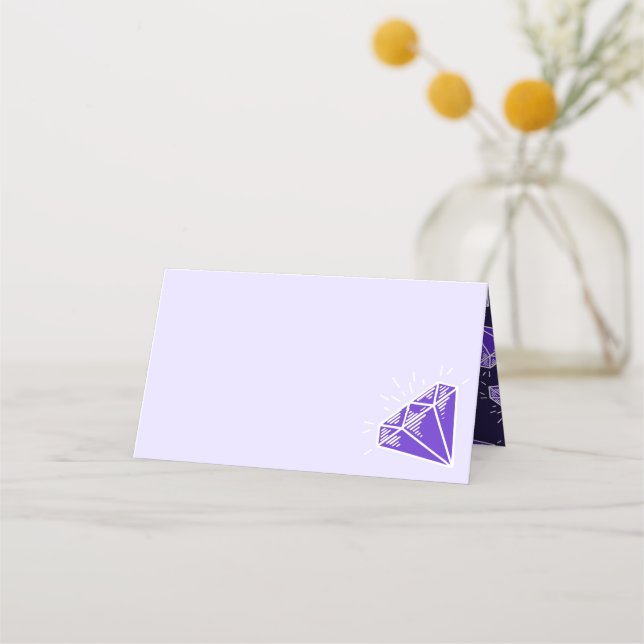 Wedding purple iolite gemstone graphic  place card (Back)