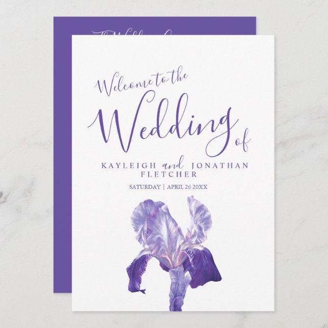 Wedding purple iris flower art program (Front/Back)