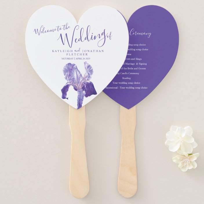 purple fans wedding