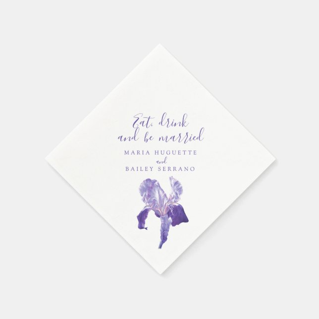 Wedding purple iris ultra violet paper napkins (Corner)