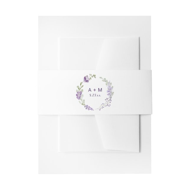 Wedding Purple Lavender Floral Boho Invitation Invitation Belly Band (Front Example)