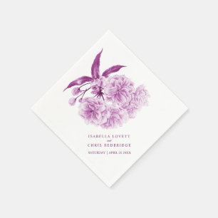 Wedding purple mauve blossom floral napkins