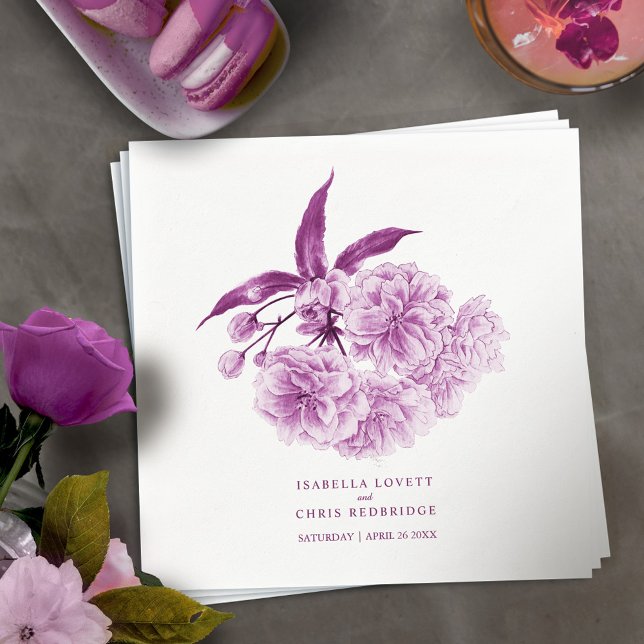 Wedding purple mauve blossom floral napkins (Creator Uploaded)