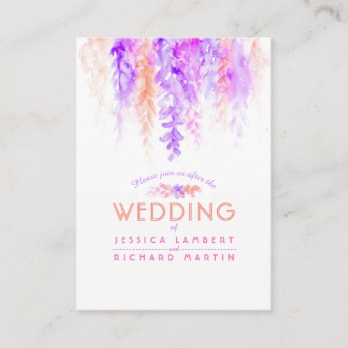 Wedding purple orange cascade info enclosure card