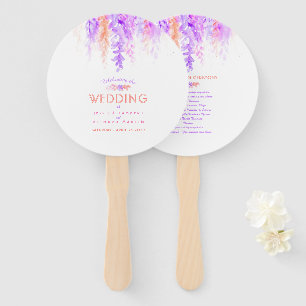 Wedding purple orange flower cascade program fans