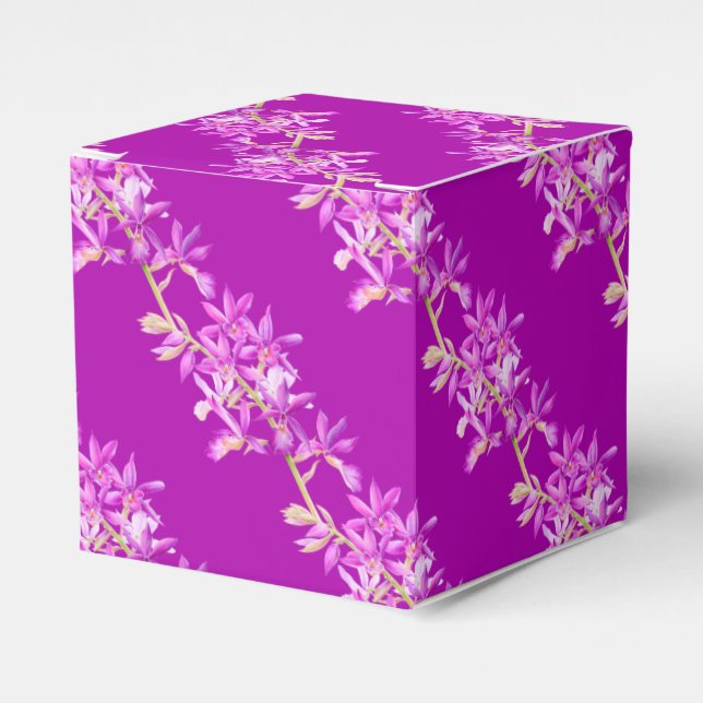 Wedding purple orchid flower watercolor favor boxes (Front Side)